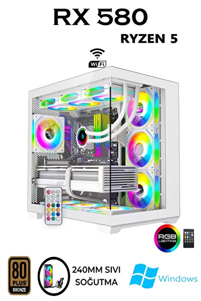 Apphirex REBİTRH W50 Ryzen 5 5500 | 32GB RAM | 1TB M2 SSD | RX580 8GB | Sıvı Soğutmalı Beyaz Oyun Bilgisayarı