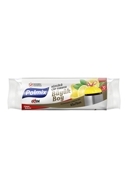 Polmix Büzgülü Büyük Boy Limon Kokulu Çöp Torbası 65x70 6 paket x 10 adet =60 adet