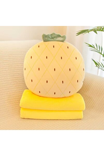 Tescomak Set de pătură și pernă pentru copii, cu tematică de fructe, galben e...