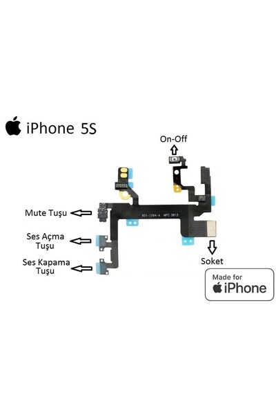 OEM İphone 5s Yan Ses On-off Filmi Flex