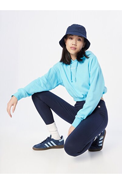 Champion Women's light blue cropped sweatshirt