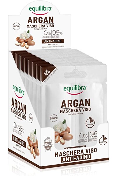 Equilibra MASCĂ DE FAȚĂ CU ARGAN anti-îmbătrânire, 2 doze, 2 x 7,5 ml, fără petrolați și siliconi
