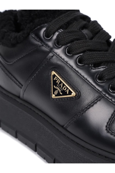 Prada Sport Metal Logo Black Fur Sneakers