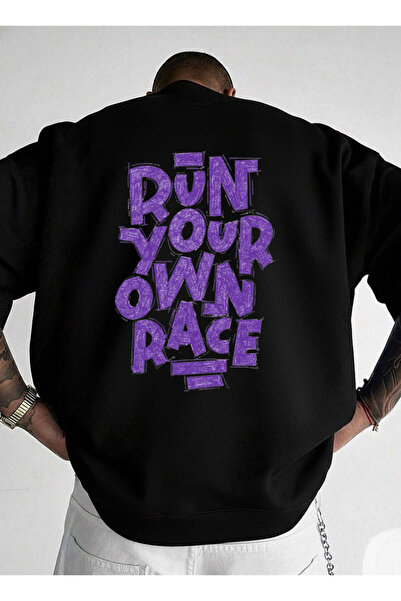 LORVEX Swea unisex oversize cu guler rotund tricou RUN YOUR SIRT Print