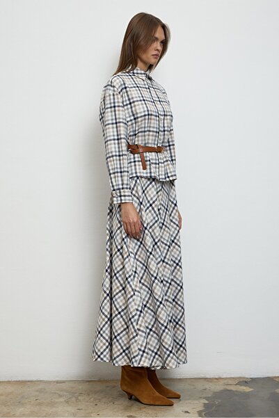 QANU Plaid Skirt Suit White
