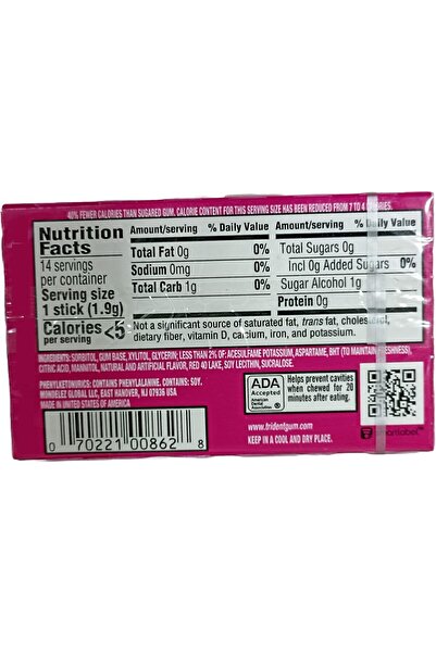 Trident Bubble Gum, 14-Piece