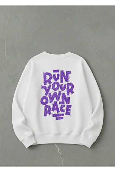 LORVEX Swea unisex oversize cu guler rotund tricou RUN YOUR SIRT Print