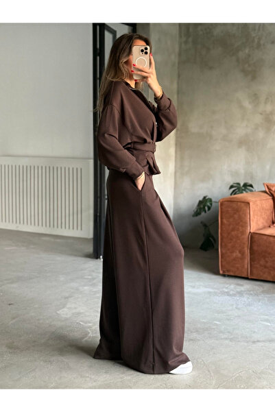 My Blog Barna derékpántos nadrág szett - 7278