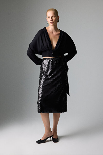 Roman Payetli Midi Boy Etek Siyah K2615062_001