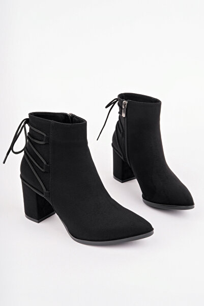 Madam Tarz Cizme Greta cu toc gros și cu curele la spate