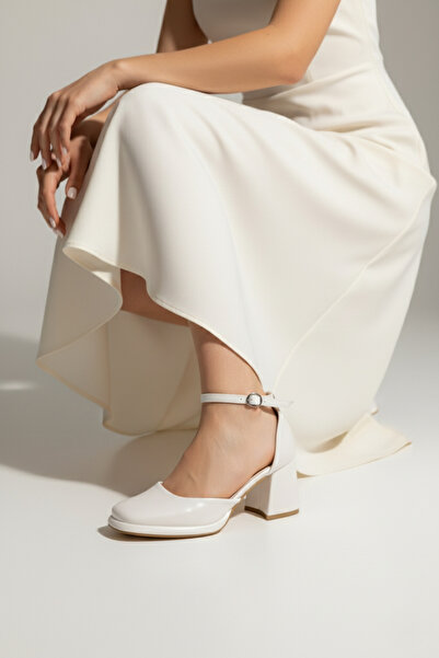 sanbara Kadın Cilt Bilek Bağlamalı İnce Platform Düğün Nişan Ayakkabısı