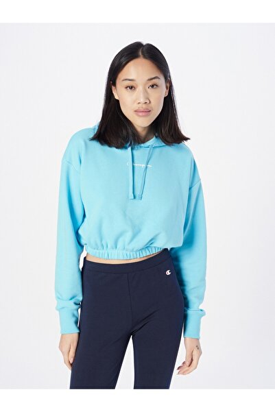 Champion Women's light blue cropped sweatshirt