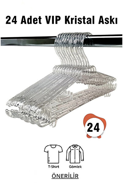 Vip Home Concept Umeraș de cristal transparent dimensiune mare 24 buc. Umeraș pentru haine VIP