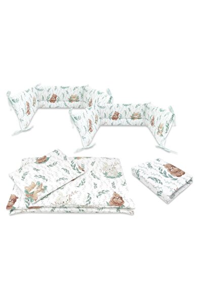 MimiNu Lenjerie patut cu 5 piese, MimiNu, Cu cearceaf 120x60 cm, Bumbac, Lulu