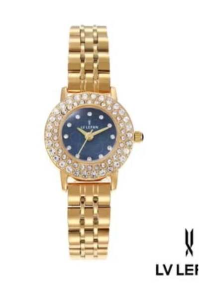 LV LEFAN ساعة نسائية بإغلاق من الفولاذ المقاوم للصدأ المصقول عالي الجودة
