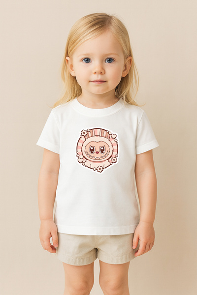 SVART WEAR تي شيرت مطبوع بنمط لابوبو للأطفال والكبار بتصميم مزدوج