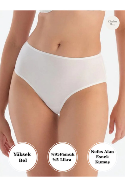 Clothes Box High Waist Cotton Women's Panties 12 Pieces