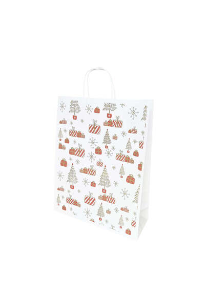 Papette Set of 10 Kraft Paper Bags with Pattern 8 Christmas 32 x 41(H) x 12cm