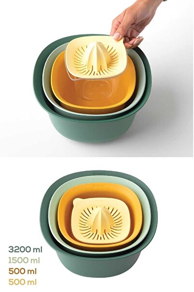 Hope 5-Piece Aura Professional Preparation Set - Mixing Bowl Strainer Lemon Juicer Set - Strainer 3200 Ml