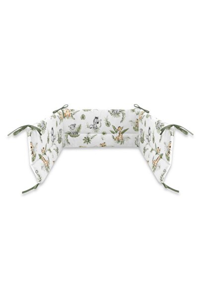 Qmini Aparatoare pentru patut, Qmini, Bumbac, 180x30 cm, Cu panglici, Safari