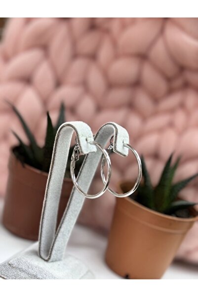 artistik bijuteri Steel Silver Color Hoop Earrings (3cm in Diameter)