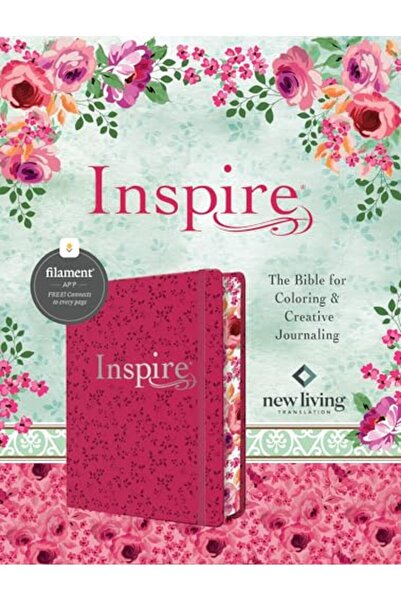 Tyndale House Inspire Bible Nlt Hardcover Leatherlike Pink Peony Filament Ena...