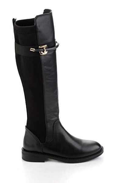 Bambi Siyah Hakiki Deri Kadın Çizme K03724260103