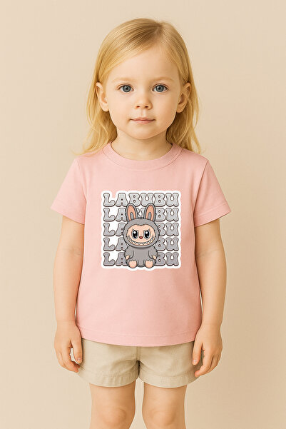 SVART WEAR تي شيرت مطبوع بنمط لابوبو للأطفال والكبار بتصميم مزدوج