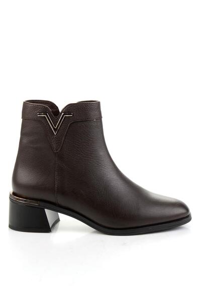 Bambi Kahve Hakiki Deri Kadın Bot & Bootie K02645012303