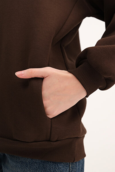 Addax Kapüşonlu Şardonlu Sweatshirt S4447