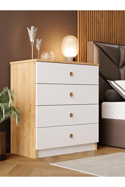 KuzeyLife Stella Şifonyer 4 Çekmeceli Bebek Genç Yatak Odası Safir Meşe