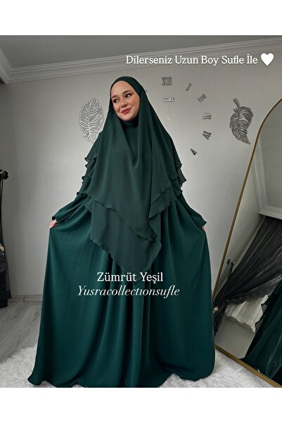 Yüsra Collection Σετ Ayrobin με φόρεμα και μακρύ σουφλέ 2 τεμαχίων