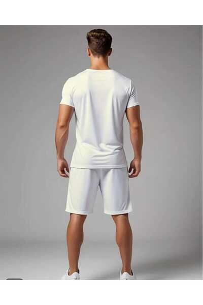 ORVIO Group Men's Wolf Print T-Shirt and Shorts Set