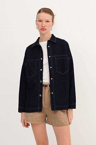 Addax Snap Fastener Denim Jacket C1050