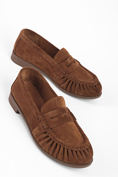 Lal Shoes & Bags Alisa Women's Genuine Leather Stitching Detailed Nubuck Ballerina Shoes B4227