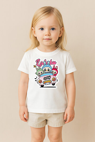 SVART WEAR تي شيرت مطبوع بنمط لابوبو للأطفال والكبار بتصميم مزدوج