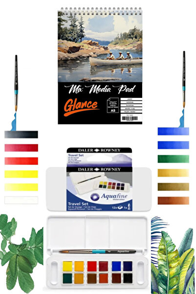 GLANCE A5 200 Gr Spr Mix Medium Pad 20 Yp St. Aquafine Watercolor Set 12-Piece Set