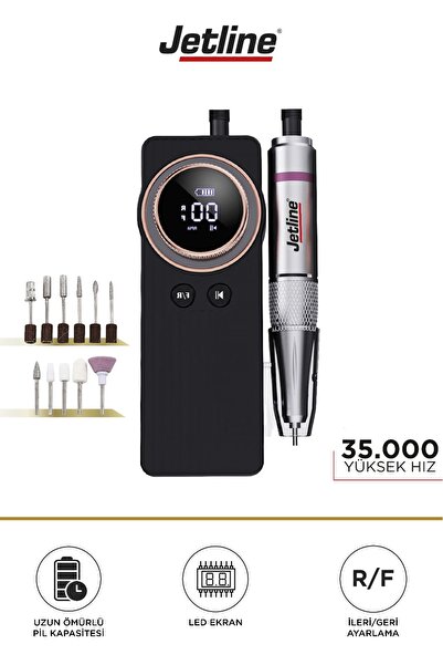 JETLİNE TRNKO1 Siyah Seri Profesyonel Tırnak Törpü Manikür Pedikür Makinesi 1...