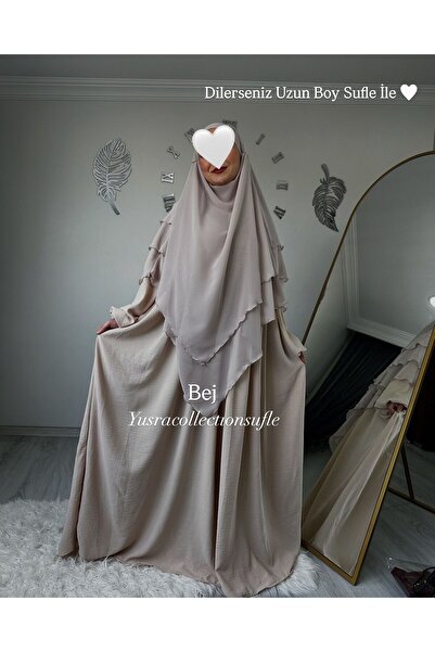 Yüsra Collection Σετ Ayrobin με φόρεμα και μακρύ σουφλέ 2 τεμαχίων