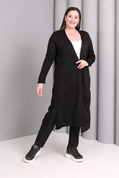 tarzımsüper Women's Plus Size Oversize Soft Textured Hijab Cardigan