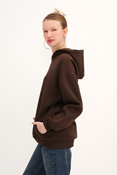 Addax Kapüşonlu Şardonlu Sweatshirt S4447