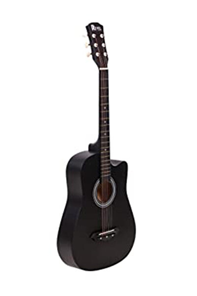 Mike Music Acoustic Guitar With Bag And Strap 38 Inch Black vinyl