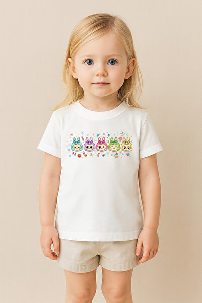 SVART WEAR تي شيرت مطبوع بنمط لابوبو للأطفال والكبار بتصميم مزدوج