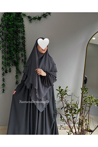 Yüsra Collection Σετ Ayrobin με φόρεμα και μακρύ σουφλέ 2 τεμαχίων