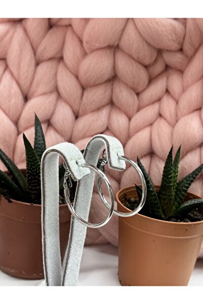 artistik bijuteri Steel Silver Color Hoop Earrings (3cm in Diameter)