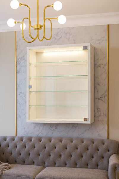 xhomedekor 80x6020 Cam raflı cam kapaklı vitrin,kahve köşesi, koleksiyon dola...