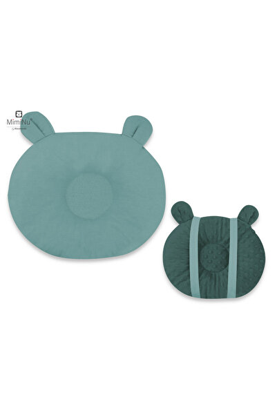 MimiNu Baby pillow, MimiNu, Teddy bear, Multifunctional, Cotton, Minky Nepal Green