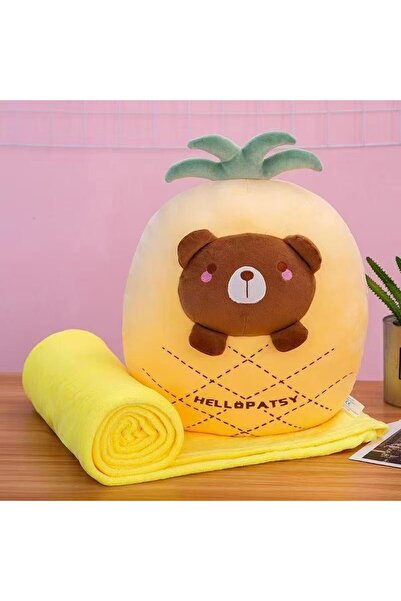 Tescomak Set de pătură și pernă pentru copii, cu tematică animală, galben ext...