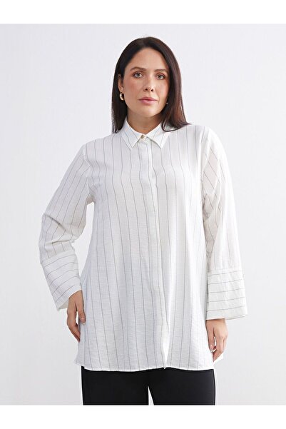 LC Waikiki Lcwaikiki Classic Plus Size Striped Women's Shirt Tunic