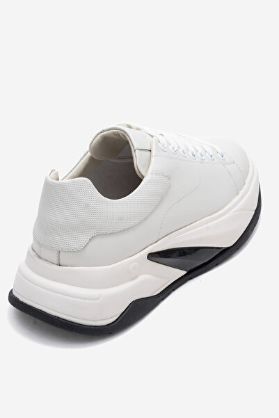 MARCOMEN Men's Thick Sole Lace-Up Casual Shoes Genuine Leather Mc 22216 White